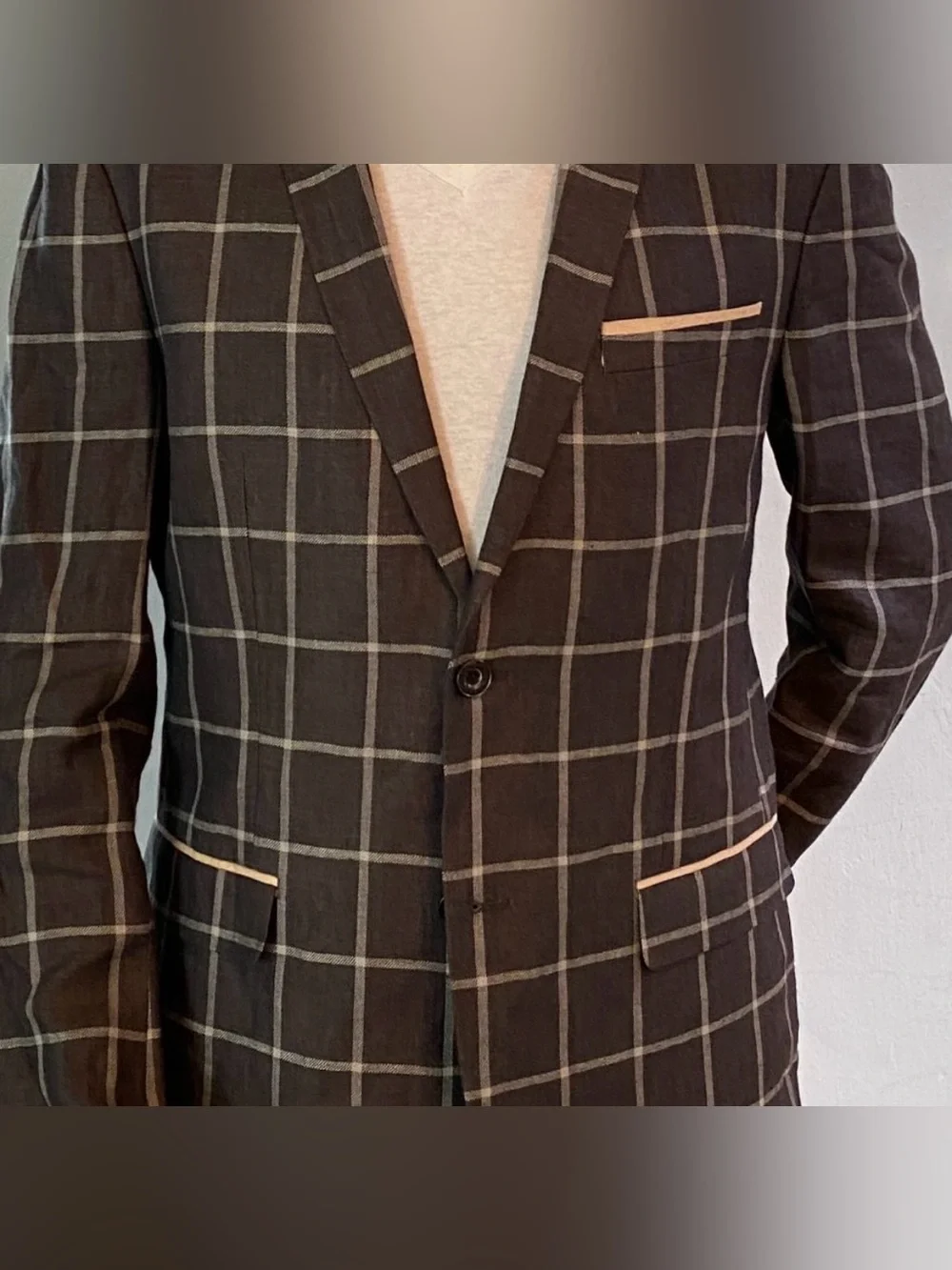 🪶 TALLIA Checked Gray Windowpane Men's Blazer 🪶